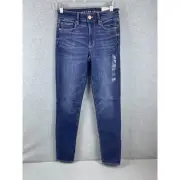 American Eagle Hi Rise Skinny Jeans Women's 2 Long Blue Next Level Stretch