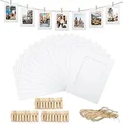 Anwyll Paper Picture Frames 4x6'' - 30Pcs White Paper Photo Frames Cardboard Picture Frames with Clip and String DIY Clip Photo Holders Photo Hanging Display Kit Wall Decoration for Home Party Office