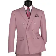 VINCI Men's Lilac Stretch Slim-Fit Double-Breasted Suit w/ Flex Waistband - NEW