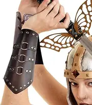 Medieval Vambrace Arm Cuff - Adjustable Faux Leather Bracers,Cuff Leather Gauntlet Wristband, Punk Wide Bracer Arm Guards for Men Women Seta-au