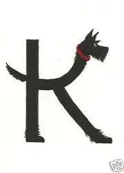 SCOTTISH TERRIER ALPHABET K PRINT OF PAINTING ACEO XMAS GIFT DOG folk art letter