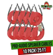 25FT Speaker Cables | 1/4 Plug 12AWG Gauge Wire Music Studio Stage Amp Recording