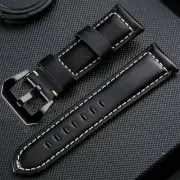Glossy Genuine Leather Watch Strap Band with Spring Bars Brown Black 20-26mm