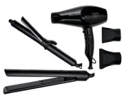 Cabello Pro 3900 Hair Dryer + Flair Hair Straightener + Chic Curling Tong