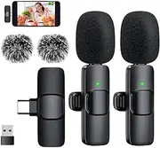 Lavalier Microphone - Wireless Lapel Microphones,Noise-Cancelling Portable High-Quality Sound Recorder for Podcasting Interviews Vlogging Studio Content Creation Video Recording Streaming