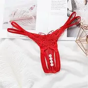 [LJGYYDS] Charm Chain Embroidered Sexy Panties Women Temptation Pearl Massage G String Open File Thong