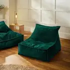 Cadence & Co. Wilde Ribbed Luxe Fleece Beanbag Lounge Cover Emerald