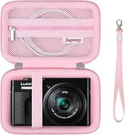 [Supmay] Camera Case for Panasonic 4K Compact Travel Camera DC-TZ99GN-K/LX10 ZS200D ZS200 ZS80D ZS80 ZS100 ZS70 ZS60 Camera, Protective Case Bag with Mesh Pocket for Battery Pack, Charging Cable, Pink