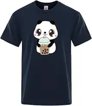 [BLEXX] Summer Hip-Hop Male T-Shirt Cute Panda Printed Mens T Shirt - Hip hop Loose Oversized Street t Shirts Pure Cotton Tee Top