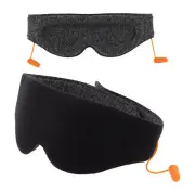 Sleep Eye Mask Deep Contoured 3D Eye Covers with Earplugs for Sleeping Black