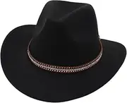 [AIMALL] Western Cowboy Hat with Rivets – Jazz Hat, American Felt, and Tibetan Woolen for Men and Women, Classic Rolled Brim Design