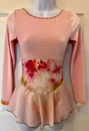 GK LgSLV PINK VELVET ICE SKATE ADULT X-SMALL TIE-DYE STRETCH PRINT DRESS Sz AXS