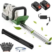 21V Cordless Hedge Trimmer, 2 * 3900Mah Hedge Cutter Trimmer, Electric Hedge Trimmers, 51Cm Dual Action Blade, Battery Hedge Strimmer for Trimming Hedges, Shrubs and Border Plants