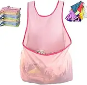 Laundry Apron with Pouch, Apron For Drying Clothes, Waterproof Laundry Apron With Large Pocket For Drying Clothes, Waterproof Laundry Basket Apron, Portable Clothes Drying Apron(Pink)