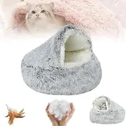 Cozy Cocoon Pet Bed - Cozy Cocoon Pet Bed for Dogs, Fido Faves Cozy Nook Dog Bed, Winter Pet Plush Bed, Fidofaves Cozy Nook Bed, Round Fluffy Warm Cat Beds with Hooded Cover (X-Large, A Long Velvet)