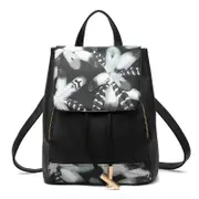Nevenka Fashion PU Leather Women Backpack Anti-theft Travel Bag-Feather Black