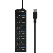 7-in-1 USB 3.0 Hub Docking Station USB Adapter with USB3.0*7 Multiports Splitter Adapter with Independent Switch for Pho