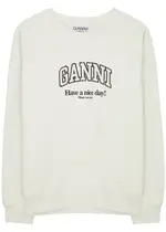 Ganni Logo-print Cotton Sweatshirt - Cream - L/XL (UK16 / XL) L/XL (UK16 / XL)