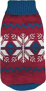 Record - Let it Snow Warm Dog Jumper Christmas Jumper with Turtleneck Sweater with Norwegian Winter Pattern, Hole Lead and Machine Washable | XL, Back Length 50 cm