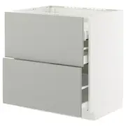 METOD / MAXIMERA base cab f hob/2 fronts/3 drawers, white/Havstorp light grey, 80x60x80 cm