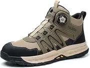 [PENXZT] Safety Trainers Steel Toe Cap Trainers Mens Puncture Proof Breathable Protective Footwear with Rotary Button Lightweight Non-Slip Work Boots