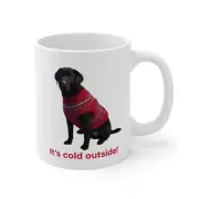 'It's cold outside!' sweater dogs (Black Labrador Retriever) Mug 11oz
