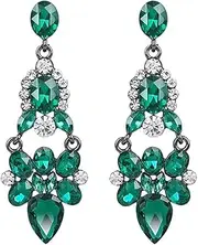 [Generic] Wedding Bridal Crystal Rhinestone Earrings Teardrop Dangle Drop Earrings Teardrop Chandelier Earrings for Wedding Prom Bride Bridesmaids