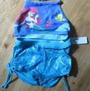 Disney Arial 5 Green/Blue Weight 37-43 Halter/Ruched Shorts Swim Suit Set NWT