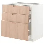 METOD / MAXIMERA base cb 3 frnts/2 low/1 md/1 hi drw, white/Fröjered light bamboo, 80x60x80 cm