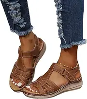 [ROMDS] Open Toe Buckle Ankle Strap Flatform Wedge Casual Sandal Summer Beach Sandals Fashion Ladies Bohemia Platform PU Leather Flip Flops Sandals,Yellow,US7/EU38