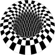 Daseeme 3D Space Round Carpet, Checkered Vortex Optical Illusions Non Slip Area Rug -Slip Floor Mat Non-Woven Doormat, for Living Dinning Room Bedroom Kitchen