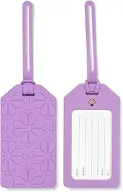 Kate Spade New York Pink Silicone Luggage Tag with Strap, Spade Flower (purple)