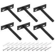 6Pcs 4 Inch Wall Mounting Floating Shelf Bracket Hidden Shelf Support, Black