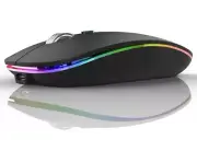 LED Wireless Mouse, G12 Slim Rechargeable Wireless Silent Mouse, 2.4G Portable