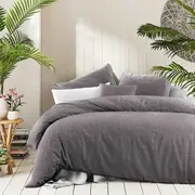Grey Textured Print Quilt Cover Set - Pure Cotton with Ornate Patterns