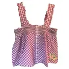 French Connection 100% Organic Cotton Adla Gingham Smocked Top Size Medium NWT