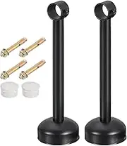 uxcell 2 Set Ceiling Mount Curtain Rod Bracket, Fit 25mm/0.98" Pipe Length 250mm/9.84" Stainless Steel Curtain Rod Hooks Hangers for Walls Wardrobe Pipe Curtain Pipe, Black
