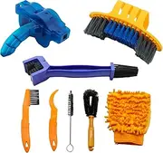 Bike Chain Cleaner WorthPlanet 8Pcs Bicycle Chain Cleaner Bicycle Cleaning Tools for Bike Chain Crank Tire Sprocket Cycling Corner Stain Dirt Clean Bicycle Clean Brush Kit for All Bikes W120028