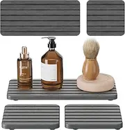 NLBTW 3 PSC Quick Stone Drying Tray for Bathroom Sink Vanity Tray, Dish Soap Dispenser Sponge Holder or Vanity Sink Caddy, Water Absorbing Stone Used for Hand Soap & Cosmetic Bottles (Dark Gray)