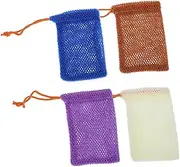 WOONEKY 4pcs African Soap Bag Exfoliating Effect Soap Foaming Sturdy Material Quick Dry for Bath Towels
