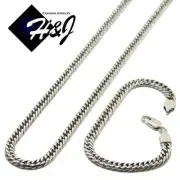 24"MEN's Stainless Steel Smooth 8mm Silver Cuban Curb Chain Necklace Bracelet
