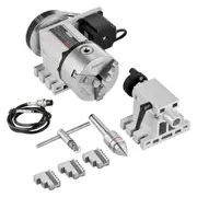 Dividing Head, K11-100mm 3-Jaw Chuck, CNC Router Milling Machine Rotational Axis 4th Axis A Axis Indexing Head, 65 mm Center Height MT2 Tailstock 6:1 Gear Ratio, Universal for