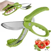 Salad Scissors with Double Blade Washable Salad Chopper Scissor Salad Cutting Tool Multifunctional Food Cutter Scissors Heavy Duty Vegetable Scissors Cutter for Kitchen Cooking