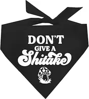 Don’t Give A Shitake Funny Mushroom Dog Bandana (Black, OS 1115)