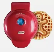 Dash Christmas Gingergread Man Mini Waffle Griddle Maker NEW IN THE BOX