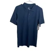 Wonder Nation Polo Shirt Boy's Small Navy Blue Short Sleeve Solid Preppy NWT