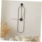 Modern Oval Wall Clock Wall Clock with Walnut Pointers Silent Large Oval Black