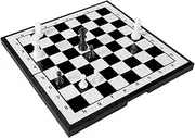 Travel Chess Board Set Games - Magnetic Chess Piece with Portable/Foldable Board- Educational Toys for Kid/Children/Adults -Black/White Chess Piece -Traditional Game Gift (Black&White)
