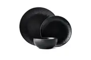 12pc Mikasa Jardin Midnight Stoneware Everyday Dining Dinner Set - Black