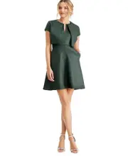 N Natori Women's Green Textured Zippered Party Dress Green Size 4